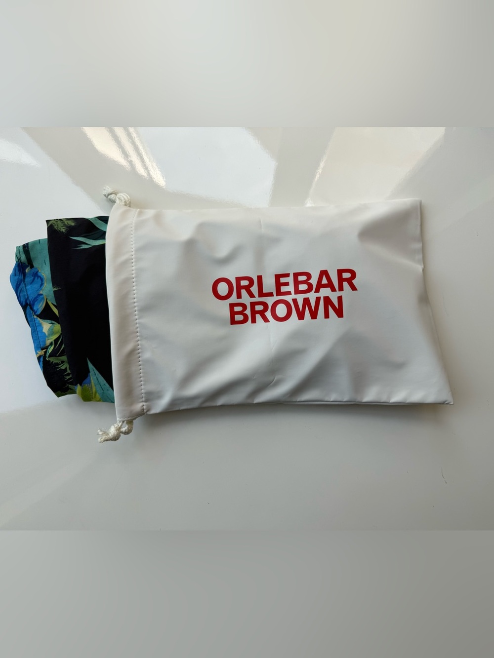 Orlebar Brown- Navy Tropical Hibiscus Print Swim Shorts- with Branded Dust Bag - Picture 5 of 9